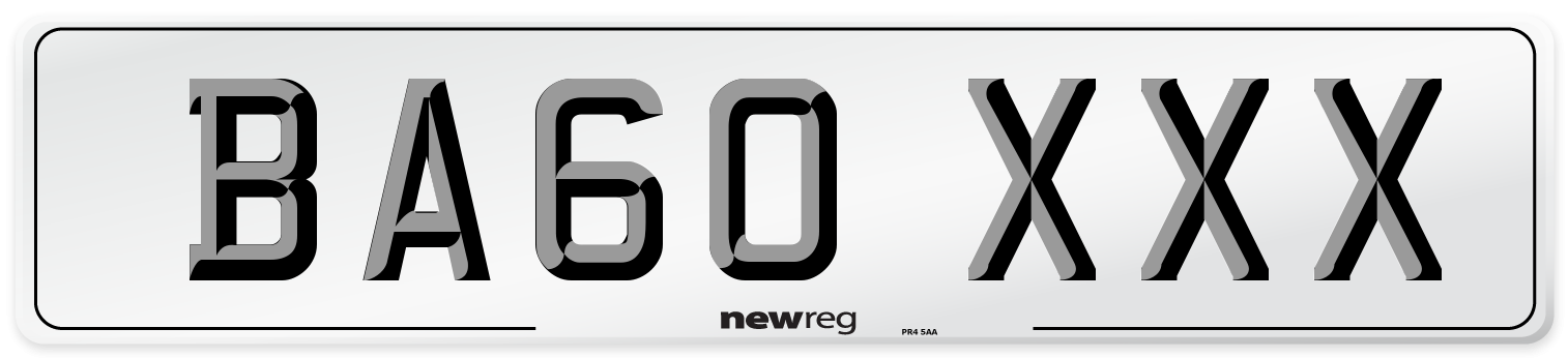 BA60 XXX Number Plate from New Reg